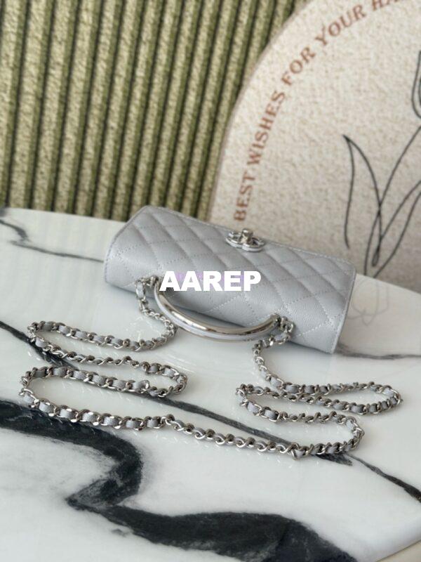 Replica Chanel SS25 Wallet On Chain with Top Handle Bag Metal Resin AP4497 Grey 4