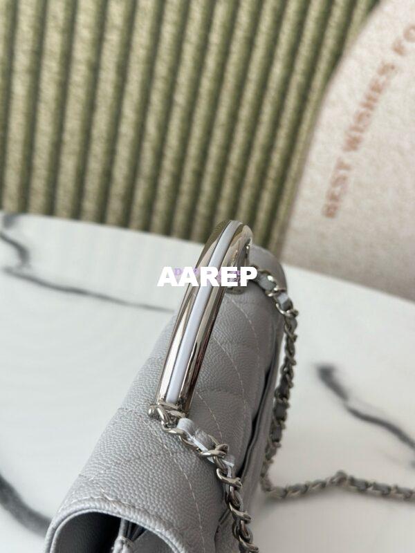 Replica Chanel SS25 Wallet On Chain with Top Handle Bag Metal Resin AP4497 Grey 5
