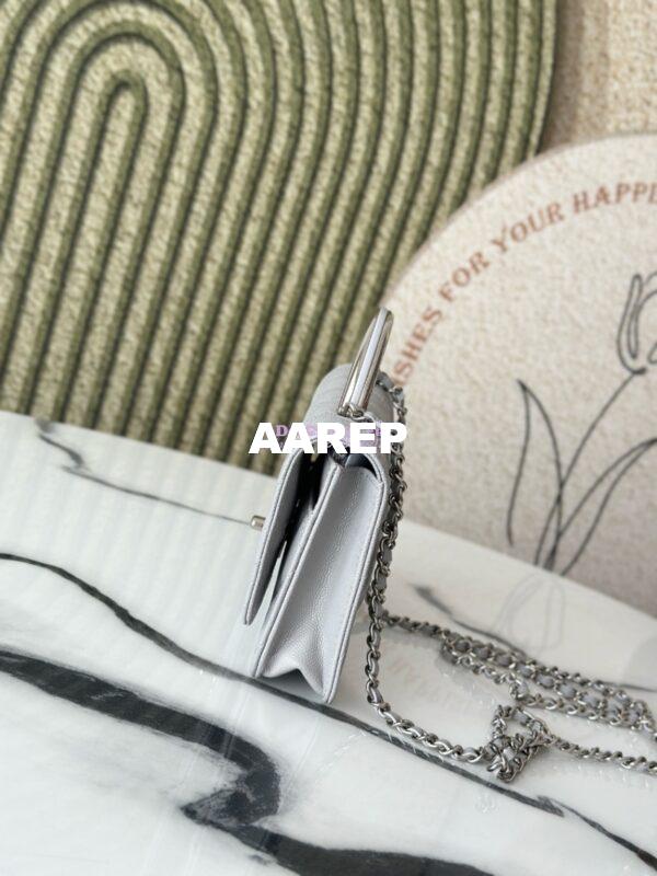 Replica Chanel SS25 Wallet On Chain with Top Handle Bag Metal Resin AP4497 Grey 6