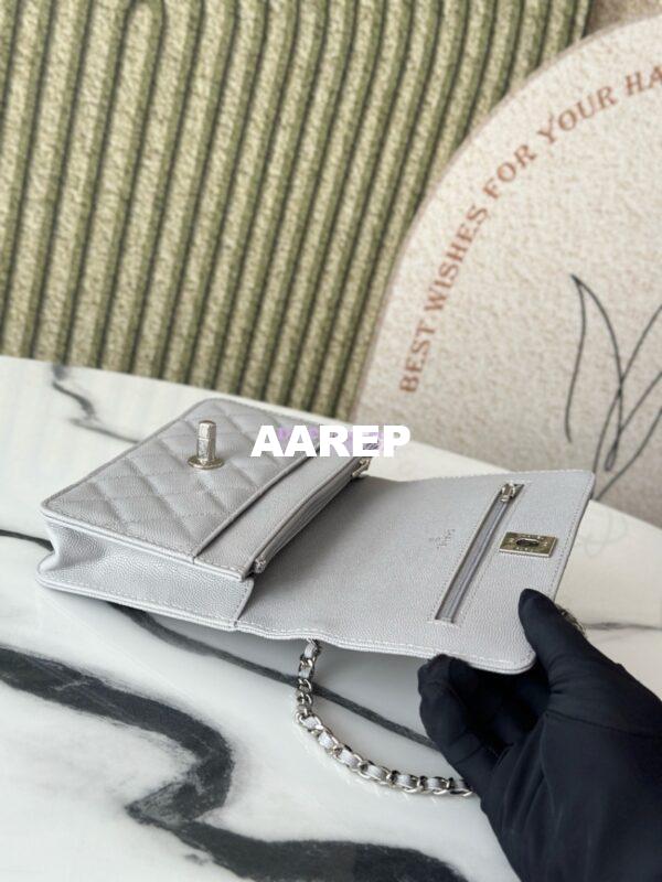 Replica Chanel SS25 Wallet On Chain with Top Handle Bag Metal Resin AP4497 Grey 7