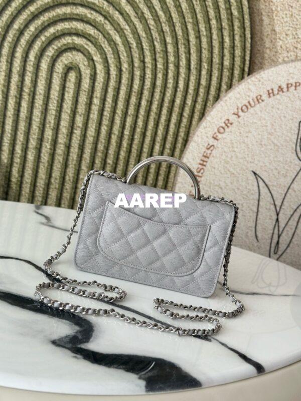 Replica Chanel SS25 Wallet On Chain with Top Handle Bag Metal Resin AP4497 Grey 10