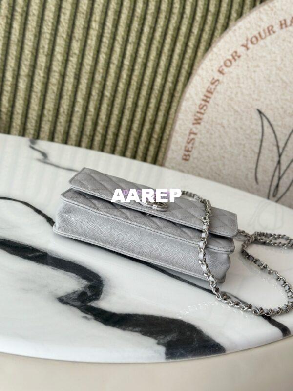 Replica Chanel SS25 Wallet On Chain with Top Handle Bag Metal Resin AP4497 Grey 11