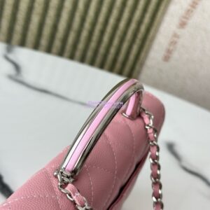 Replica Chanel SS25 Wallet On Chain with Top Handle Bag Metal Resin AP4497 Pink 2