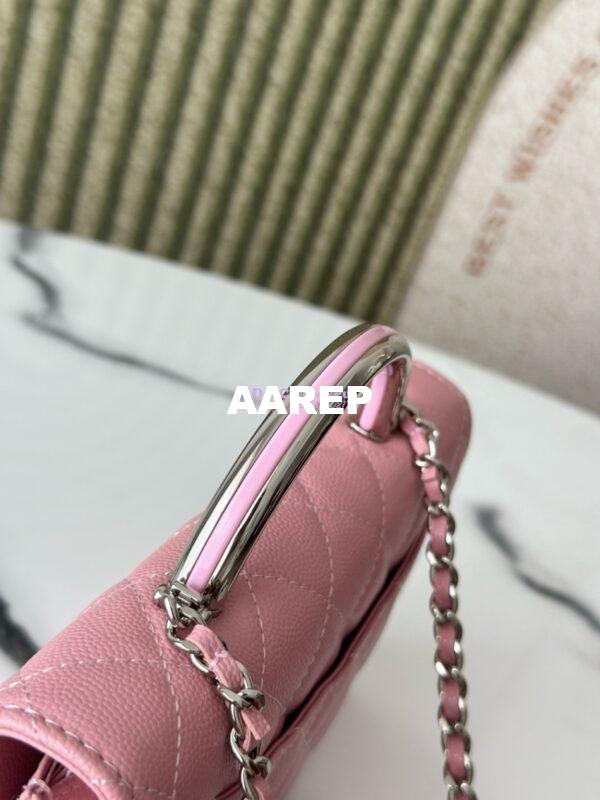 Replica Chanel SS25 Wallet On Chain with Top Handle Bag Metal Resin AP4497 Pink 4