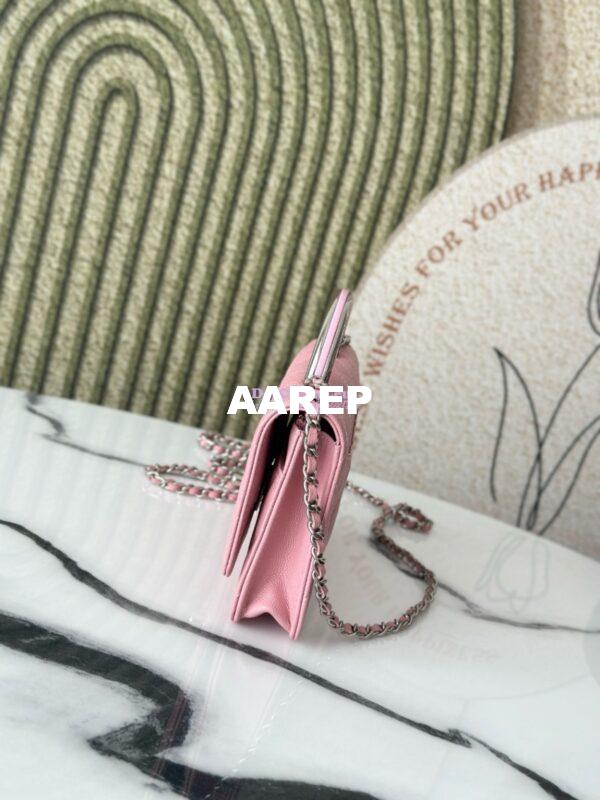 Replica Chanel SS25 Wallet On Chain with Top Handle Bag Metal Resin AP4497 Pink 5