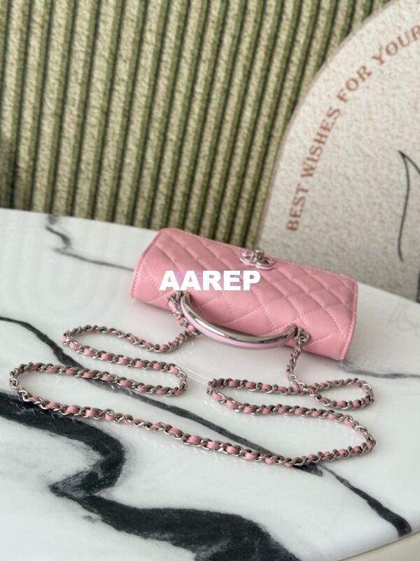 Replica Chanel SS25 Wallet On Chain with Top Handle Bag Metal Resin AP4497 Pink 6