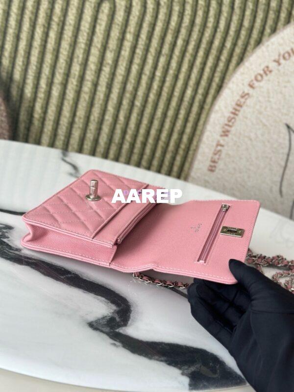 Replica Chanel SS25 Wallet On Chain with Top Handle Bag Metal Resin AP4497 Pink 7