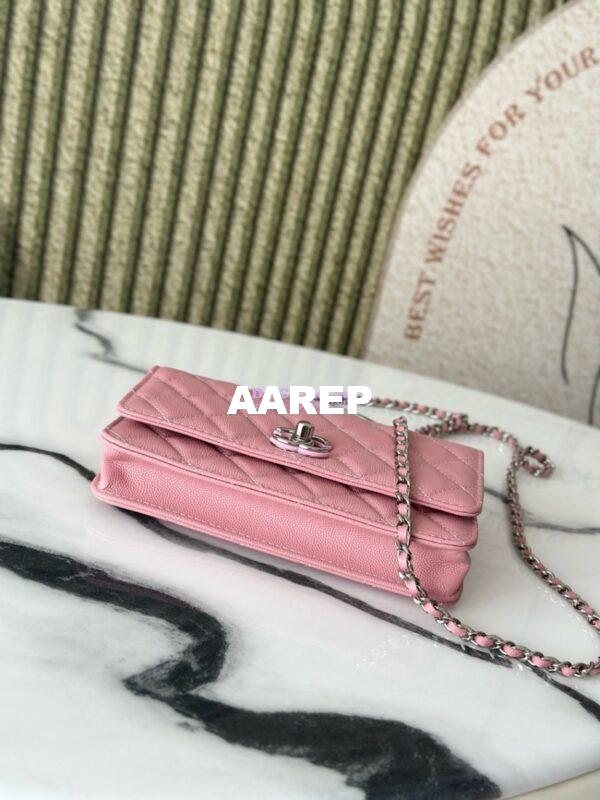 Replica Chanel SS25 Wallet On Chain with Top Handle Bag Metal Resin AP4497 Pink 10