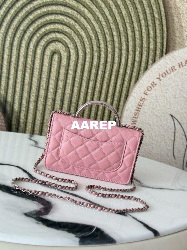 Replica Chanel SS25 Wallet On Chain with Top Handle Bag Metal Resin AP4497 Pink 11