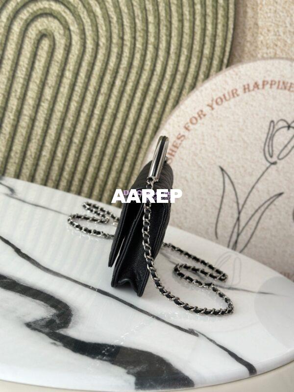 Replica Chanel SS25 Wallet On Chain with Top Handle Bag Metal Resin AP4497 Black 4