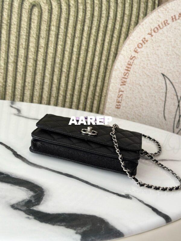 Replica Chanel SS25 Wallet On Chain with Top Handle Bag Metal Resin AP4497 Black 10