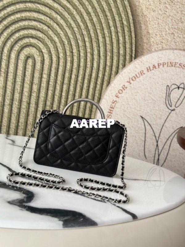 Replica Chanel SS25 Wallet On Chain with Top Handle Bag Metal Resin AP4497 Black 11