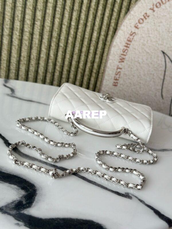 Replica Chanel SS25 Wallet On Chain with Top Handle Bag Metal Resin AP4497 White 5