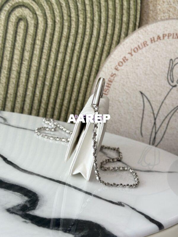 Replica Chanel SS25 Wallet On Chain with Top Handle Bag Metal Resin AP4497 White 6