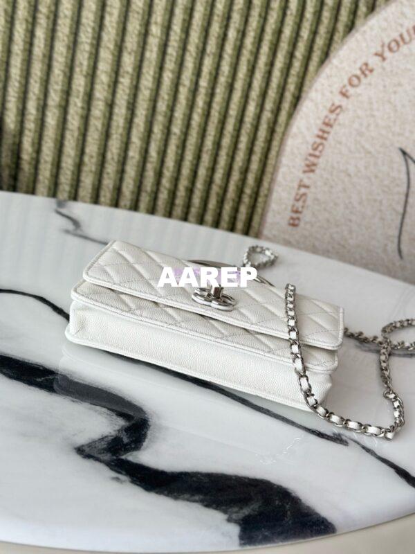Replica Chanel SS25 Wallet On Chain with Top Handle Bag Metal Resin AP4497 White 10