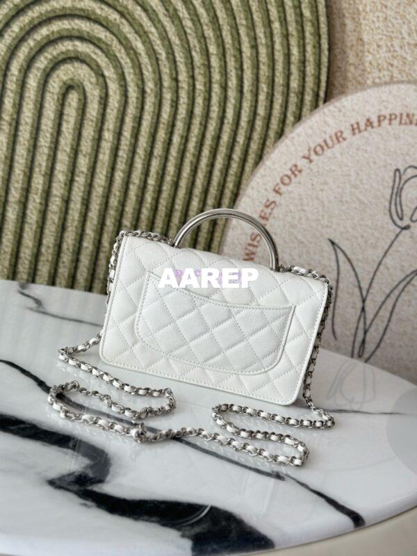 Replica Chanel SS25 Wallet On Chain with Top Handle Bag Metal Resin AP4497 White 11