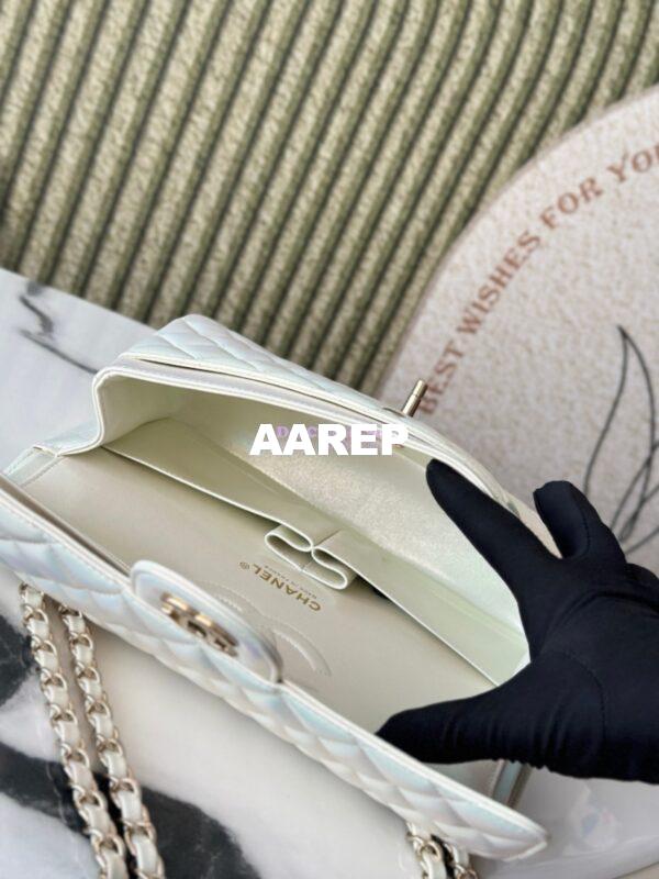 Replica Chanel CF 1112 Classic Flap CF Bag in Iridescent Lambskin White 7