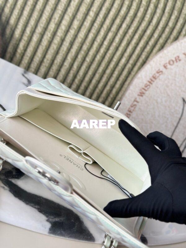 Replica Chanel CF 1112 Classic Flap CF Bag in Iridescent Lambskin White 17