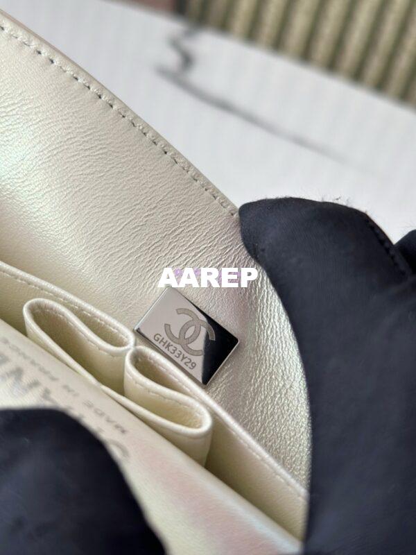 Replica Chanel CF 1112 Classic Flap CF Bag in Iridescent Lambskin White 19