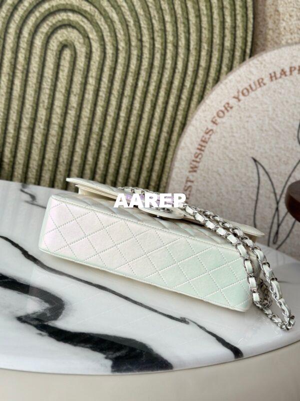 Replica Chanel CF 1112 Classic Flap CF Bag in Iridescent Lambskin White 20