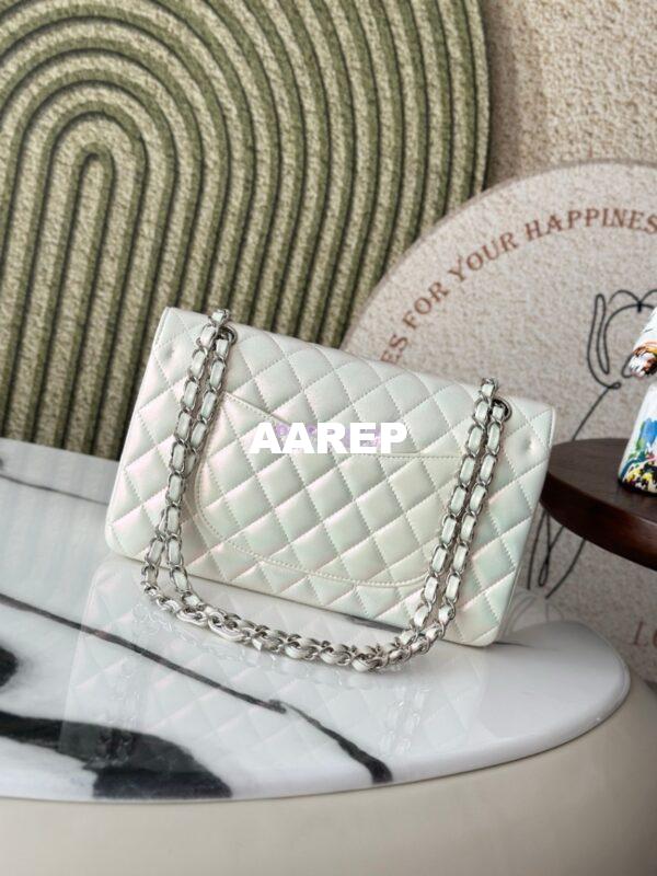 Replica Chanel CF 1112 Classic Flap CF Bag in Iridescent Lambskin White 21