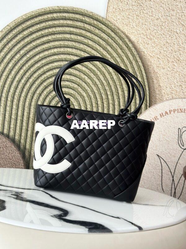 Replica Chanel Vintage Large Cambon Tote Bag Limited Edition Black White 3