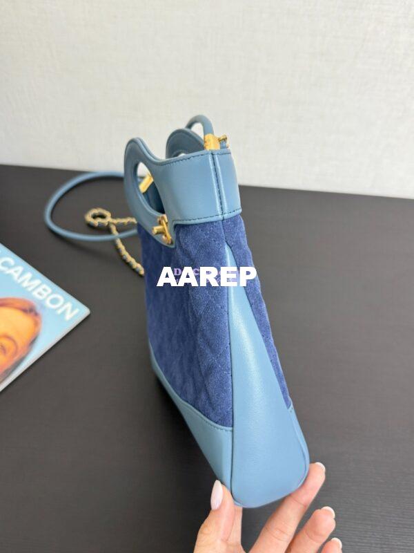 Replica Chanel Medium 31 Shopping Bag in Shiny Lambskin and Suede Goatskin AS4853 Blue 5