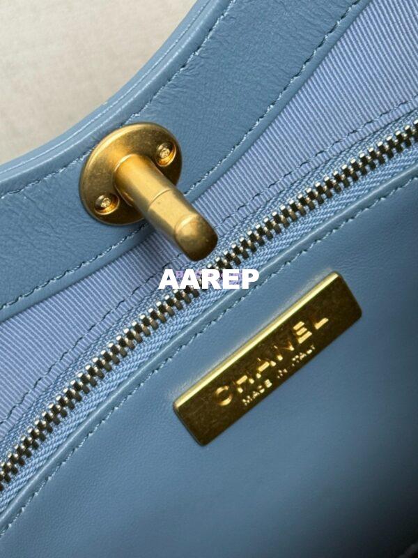 Replica Chanel Medium 31 Shopping Bag in Shiny Lambskin and Suede Goatskin AS4853 Blue 7