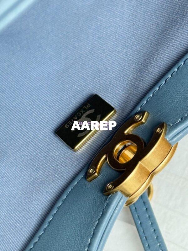Replica Chanel Medium 31 Shopping Bag in Shiny Lambskin and Suede Goatskin AS4853 Blue 8