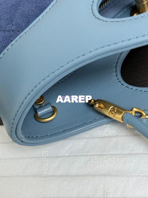 Replica Chanel Medium 31 Shopping Bag in Shiny Lambskin and Suede Goatskin AS4853 Blue 9