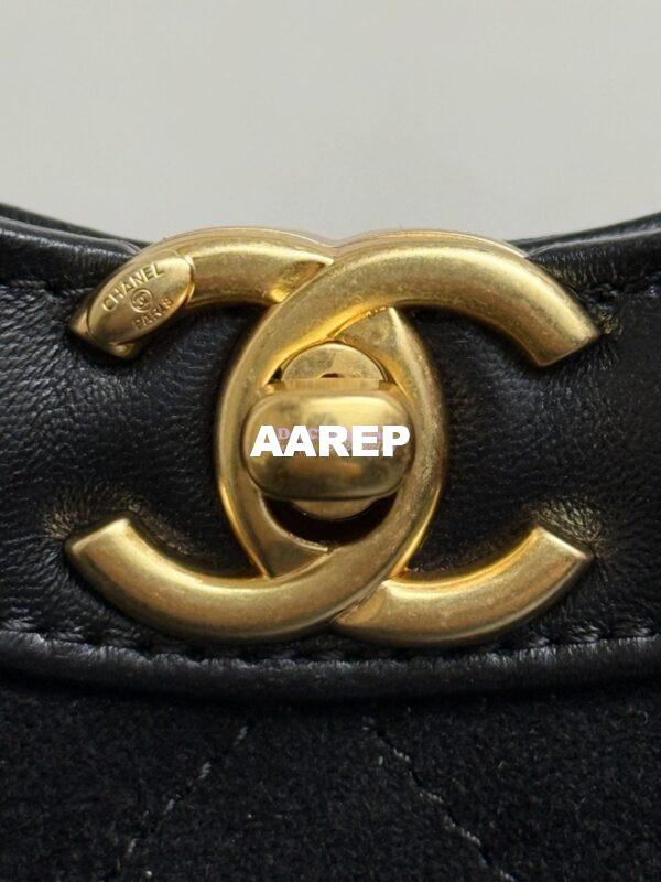 Replica Chanel Medium 31 Shopping Bag in Shiny Lambskin and Suede Goatskin AS4853 Black 6