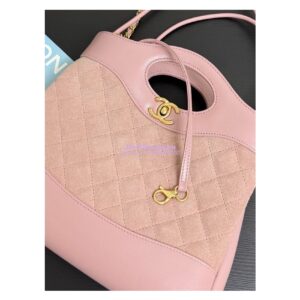 Replica Chanel Medium 31 Shopping Bag in Shiny Lambskin and Suede Goatskin AS4853 Pink 2