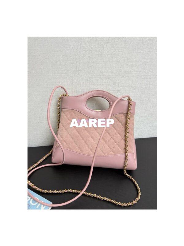 Replica Chanel Medium 31 Shopping Bag in Shiny Lambskin and Suede Goatskin AS4853 Pink 11