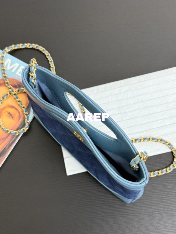Replica Chanel 31 Mini Shopping Bag Chain Clutch Shiny Lambskin and Suede Goatskin &Gold-Tone Metal AS3656 Blue 6