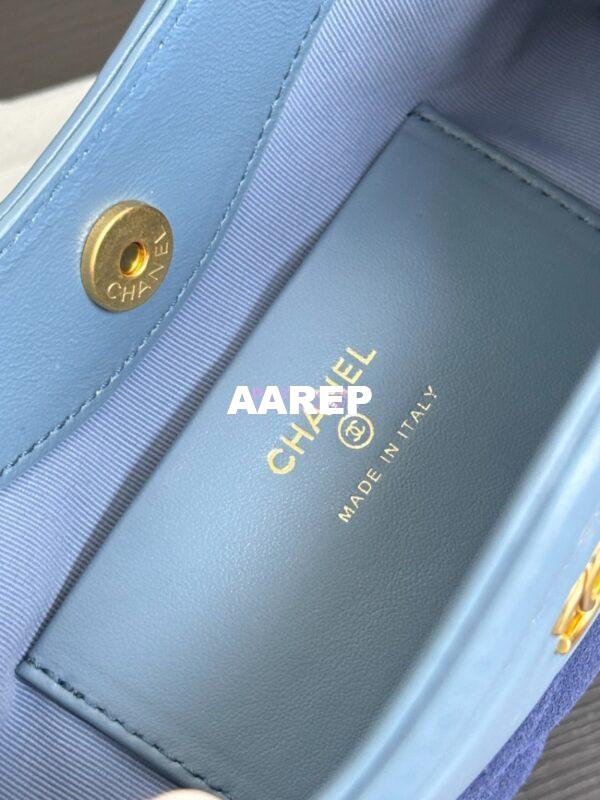 Replica Chanel 31 Mini Shopping Bag Chain Clutch Shiny Lambskin and Suede Goatskin &Gold-Tone Metal AS3656 Blue 8