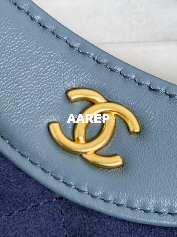 Replica Chanel 31 Mini Shopping Bag Chain Clutch Shiny Lambskin and Suede Goatskin &Gold-Tone Metal AS3656 Blue 9