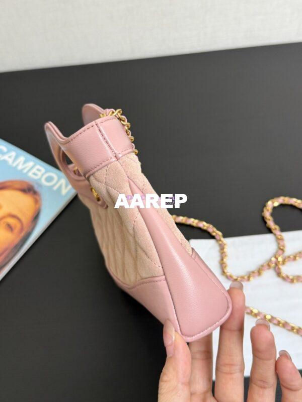 Replica Chanel 31 Mini Shopping Bag Chain Clutch Shiny Lambskin and Suede Goatskin &Gold-Tone Metal AS3656 Pink 6