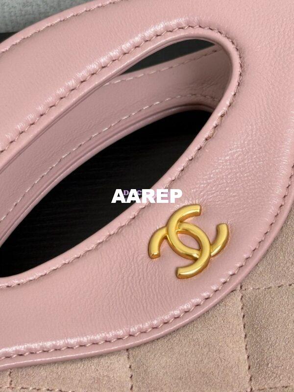 Replica Chanel 31 Mini Shopping Bag Chain Clutch Shiny Lambskin and Suede Goatskin &Gold-Tone Metal AS3656 Pink 7
