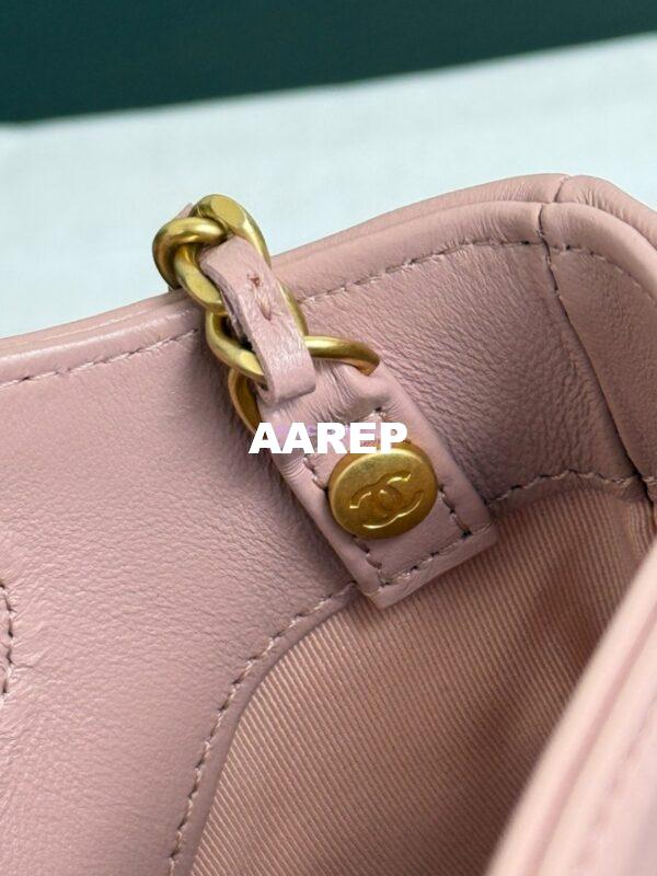 Replica Chanel 31 Mini Shopping Bag Chain Clutch Shiny Lambskin and Suede Goatskin &Gold-Tone Metal AS3656 Pink 9