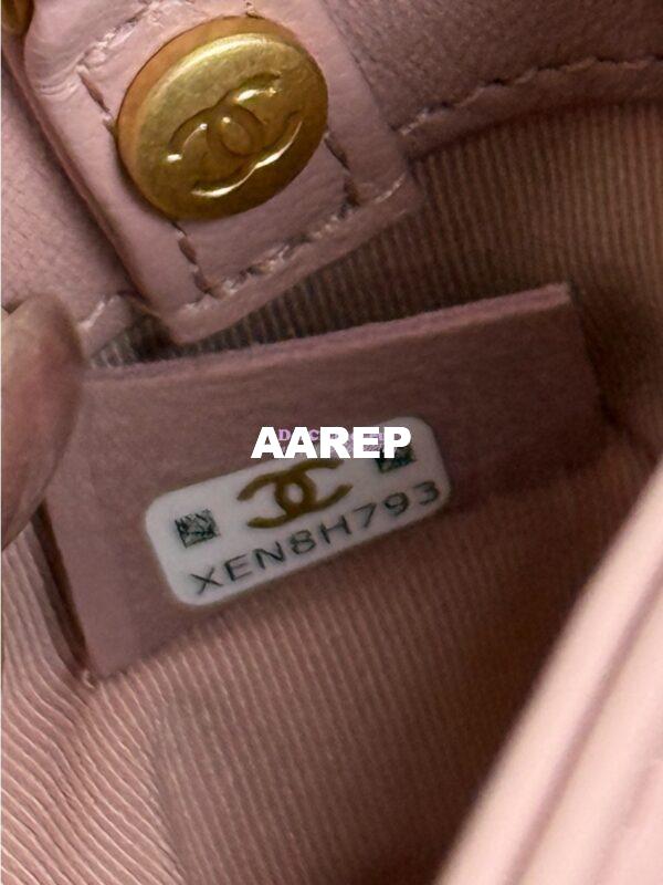 Replica Chanel 31 Mini Shopping Bag Chain Clutch Shiny Lambskin and Suede Goatskin &Gold-Tone Metal AS3656 Pink 10