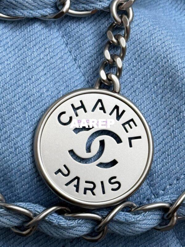 Replica Chanel NEW 25SS 22 Handbag Denim & Silver Metal AS3260 AS3261 Blue 6