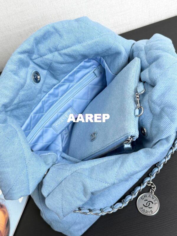 Replica Chanel NEW 25SS 22 Handbag Denim & Silver Metal AS3260 AS3261 Blue 7