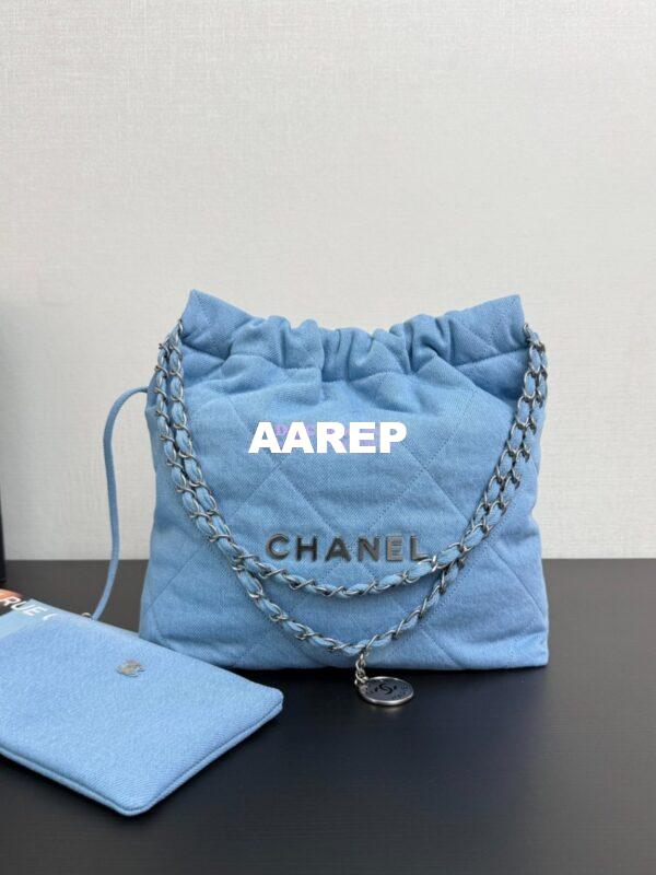 Replica Chanel NEW 25SS 22 Handbag Denim & Silver Metal AS3260 AS3261 Blue 11