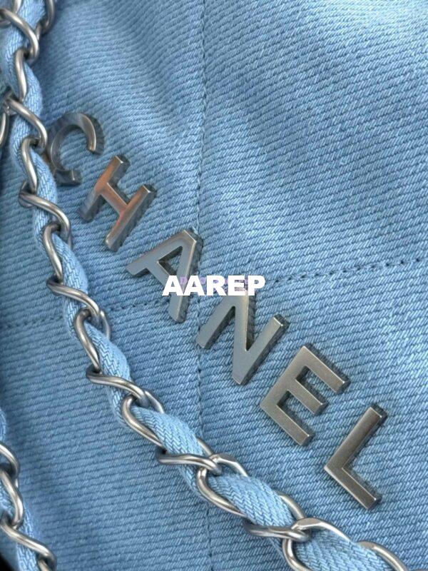 Replica Chanel NEW 25SS 22 Handbag Denim & Silver Metal AS3260 AS3261 Blue 13
