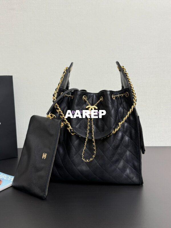 Replica Chanel 25C Large Bucket Bag in Grained Calfskin AS5311 Black 3