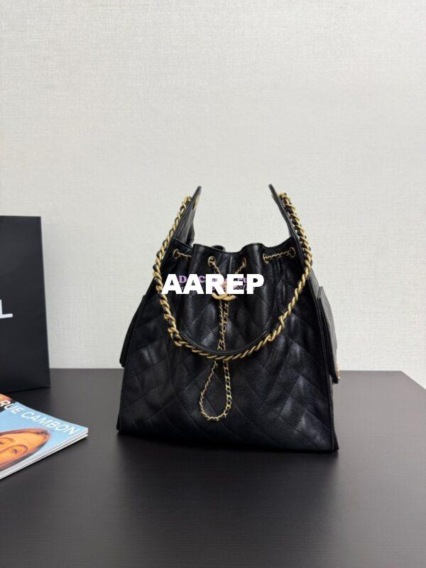 Replica Chanel 25C Large Bucket Bag in Grained Calfskin AS5311 Black 4