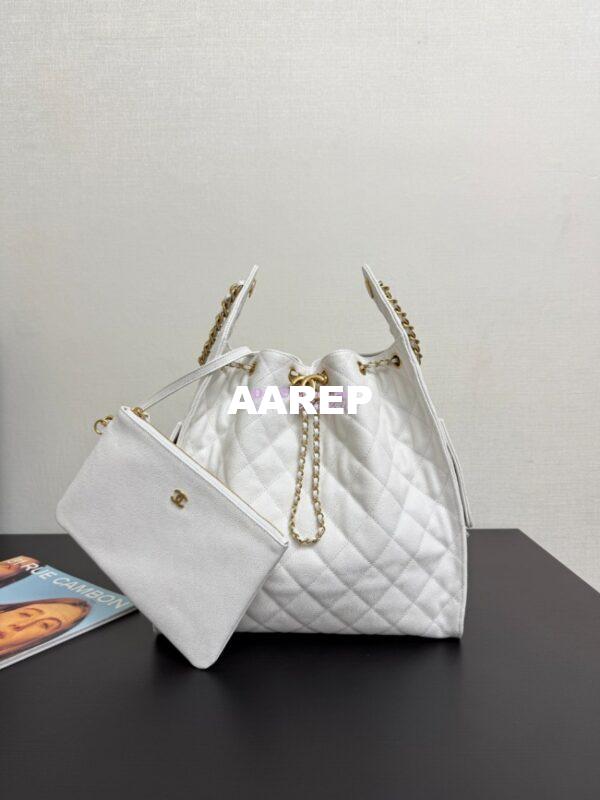 Replica Chanel 25C Large Bucket Bag in Grained Calfskin AS5311 White 3