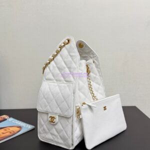 Replica Chanel 25C Large Bucket Bag in Grained Calfskin AS5311 White 2