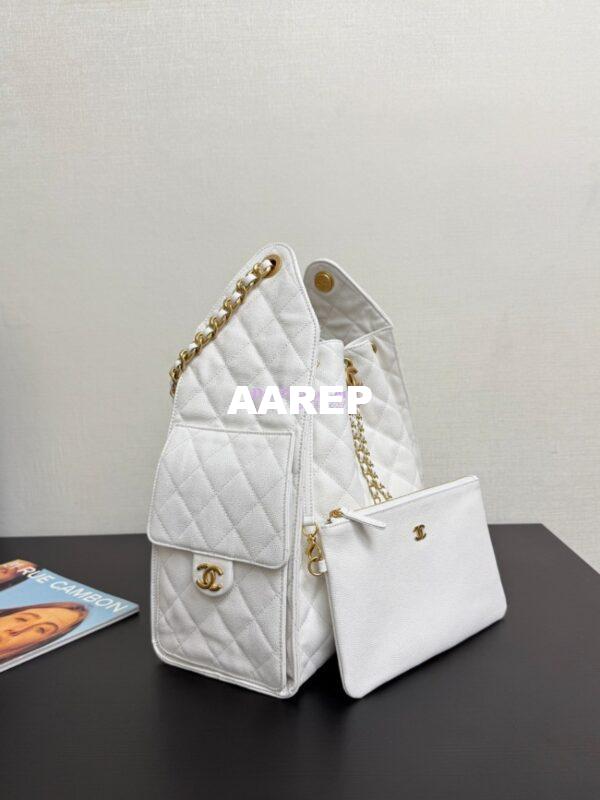 Replica Chanel 25C Large Bucket Bag in Grained Calfskin AS5311 White 4