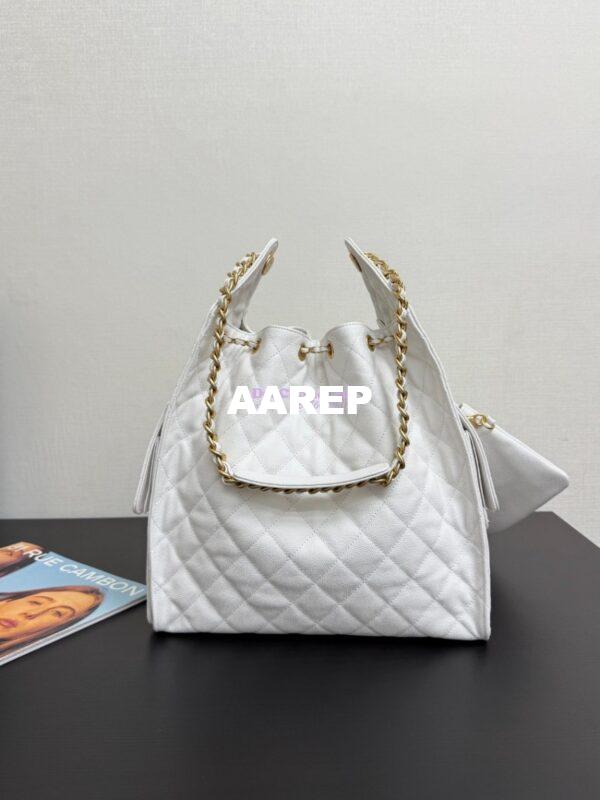 Replica Chanel 25C Large Bucket Bag in Grained Calfskin AS5311 White 6